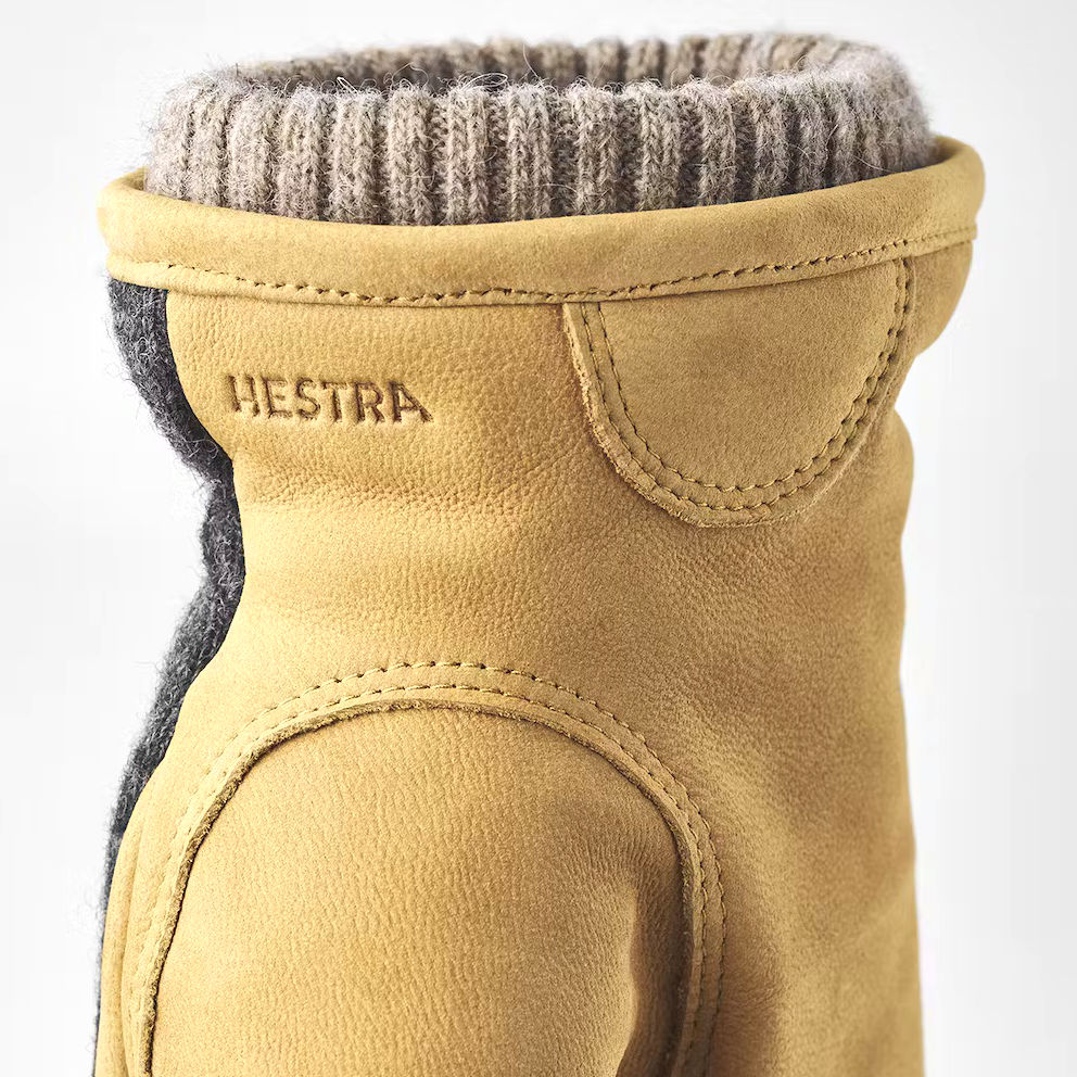 Hestra Noah Wool Nubuk - Charcoal / Tan details