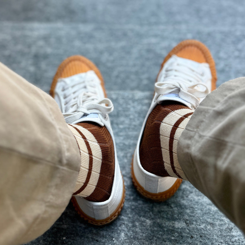 1960 Sock Brown - Beige Stripe