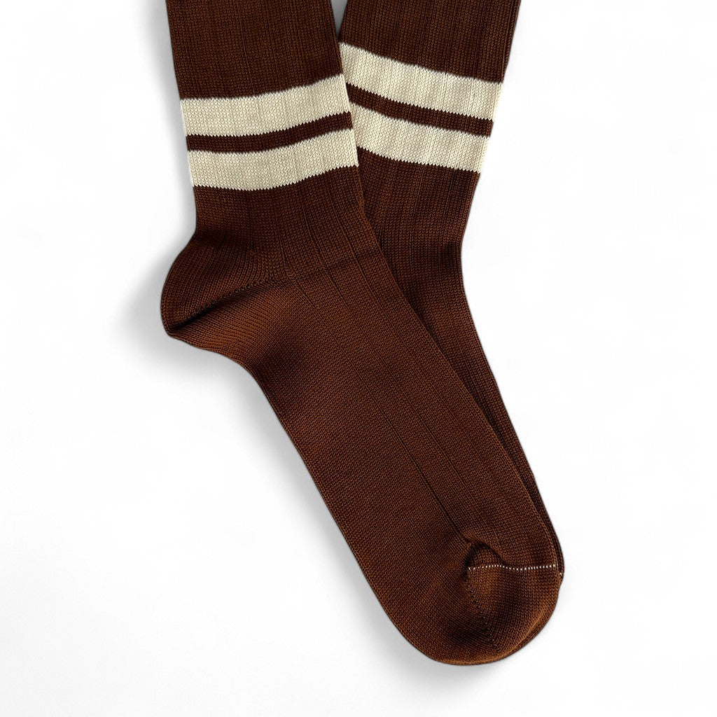 1960 Sock Brown - Beige Stripe