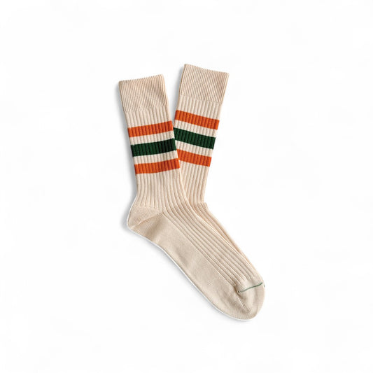 1980 Sock Natural - Orange & Green Stripes