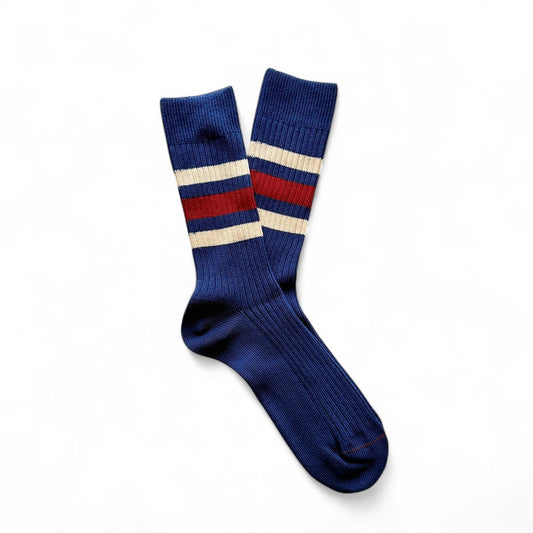 1980 Sock Navy - Natural & Dark Red Stripes