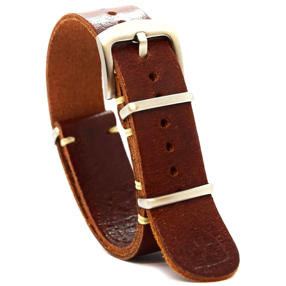 Nato Leather Watch Strap - Brown