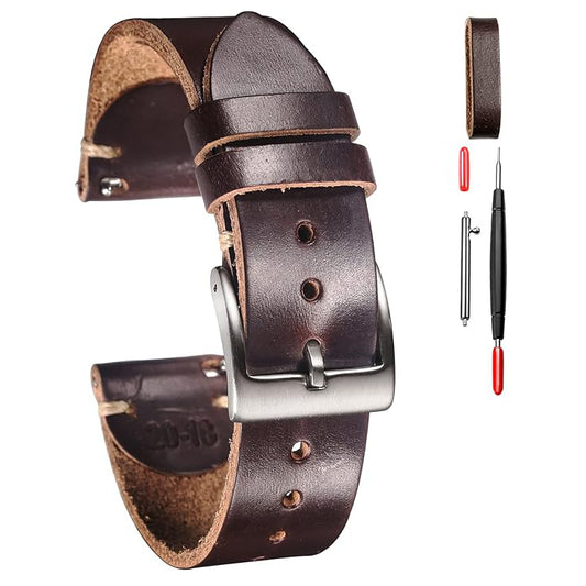 Horween Horsehide Leather Watch Strap - Dark Brown