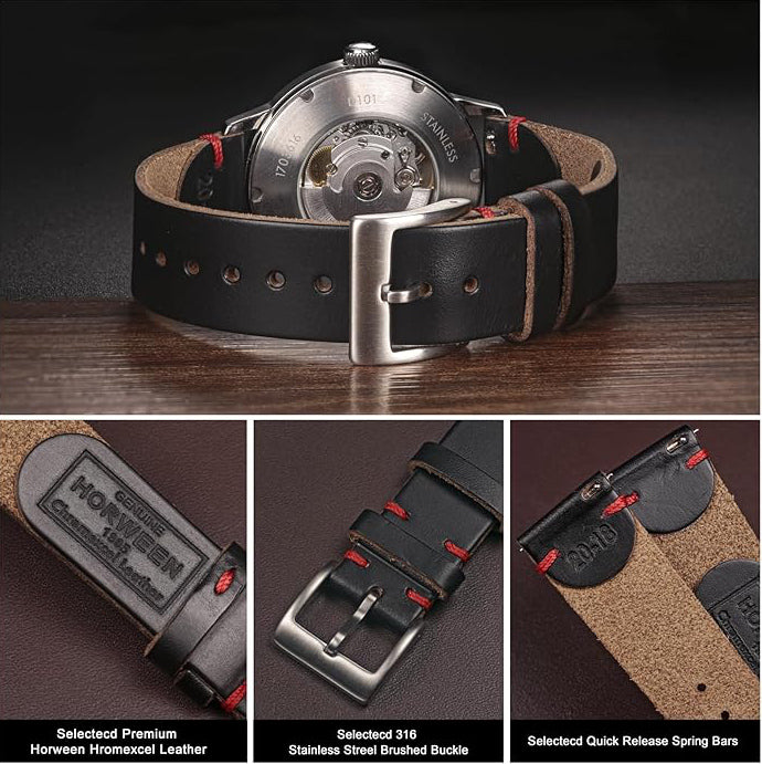 Horween Horsehide Leather Watch Strap - Black