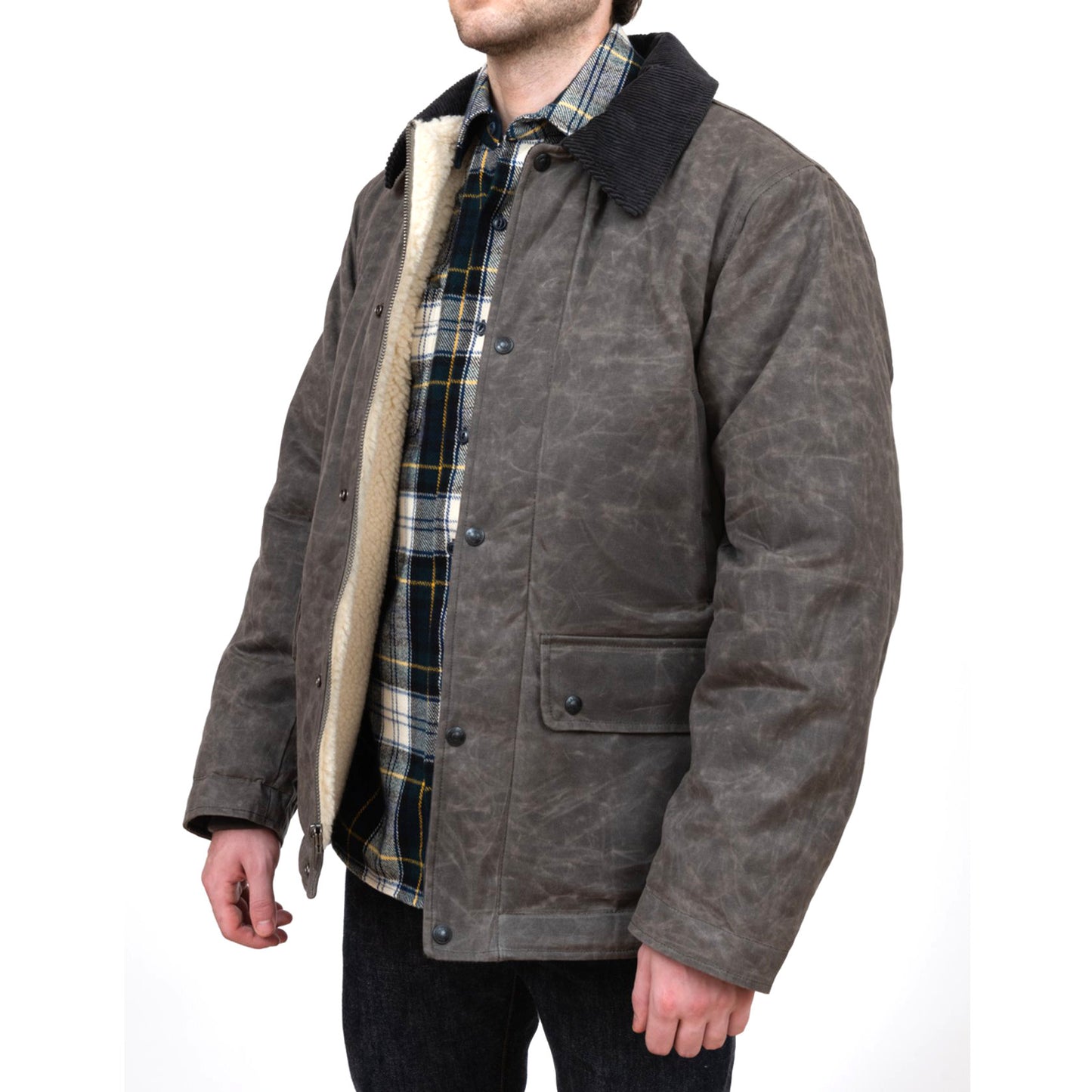 Schott Waxed Cotton Country Jacket - Charcoal