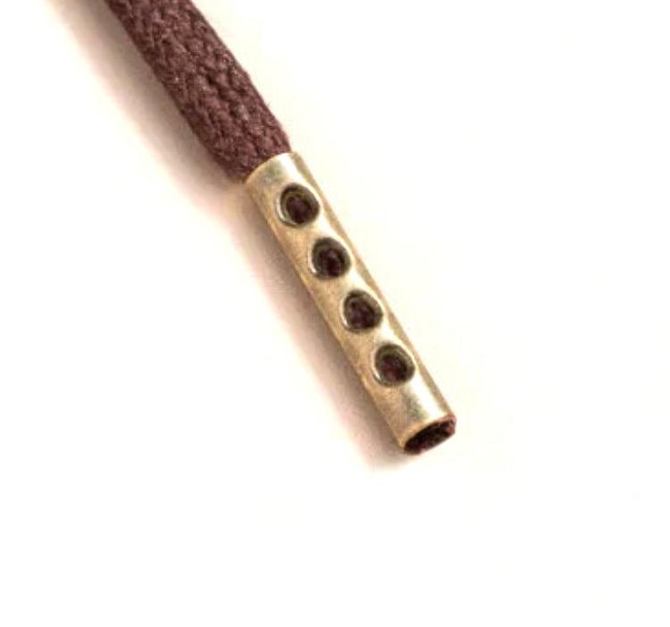 Runde gewachste Schnürsenkel 3-4 Ösen (60 cm) - Schoko / Messing