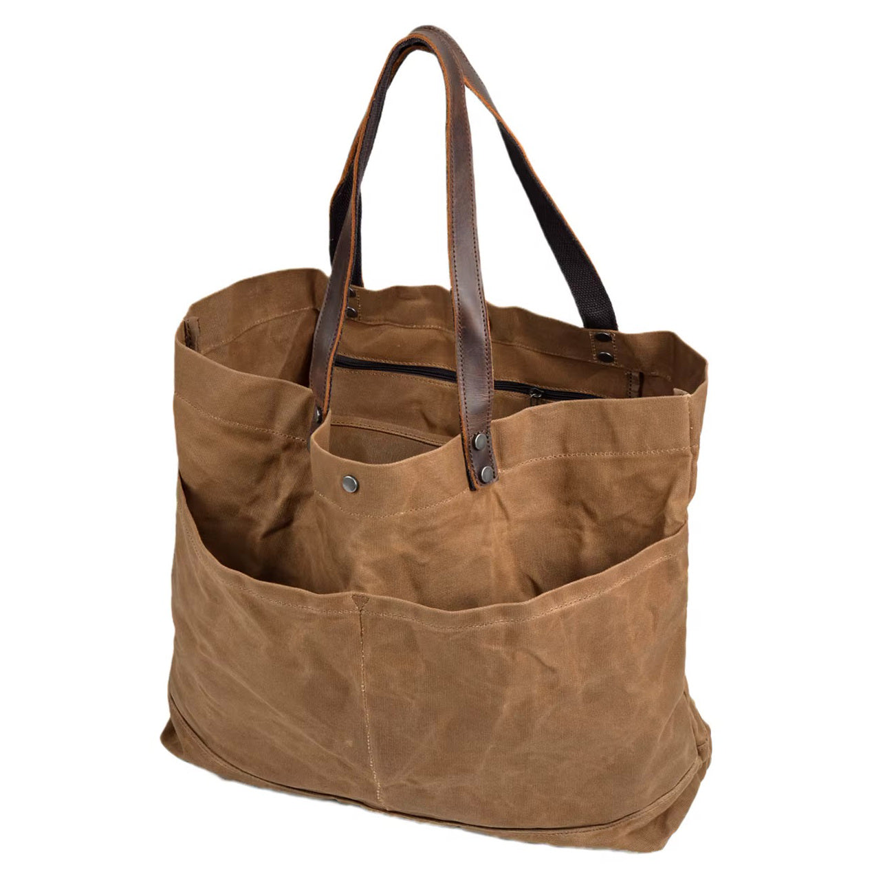 Waxed Canvas Travel Tote Bag - Rust
