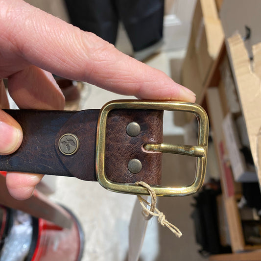 Brandon Brass Buckle  - Brown - 3cm