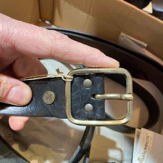 Brandon Brass Buckle  - Black - 3cm