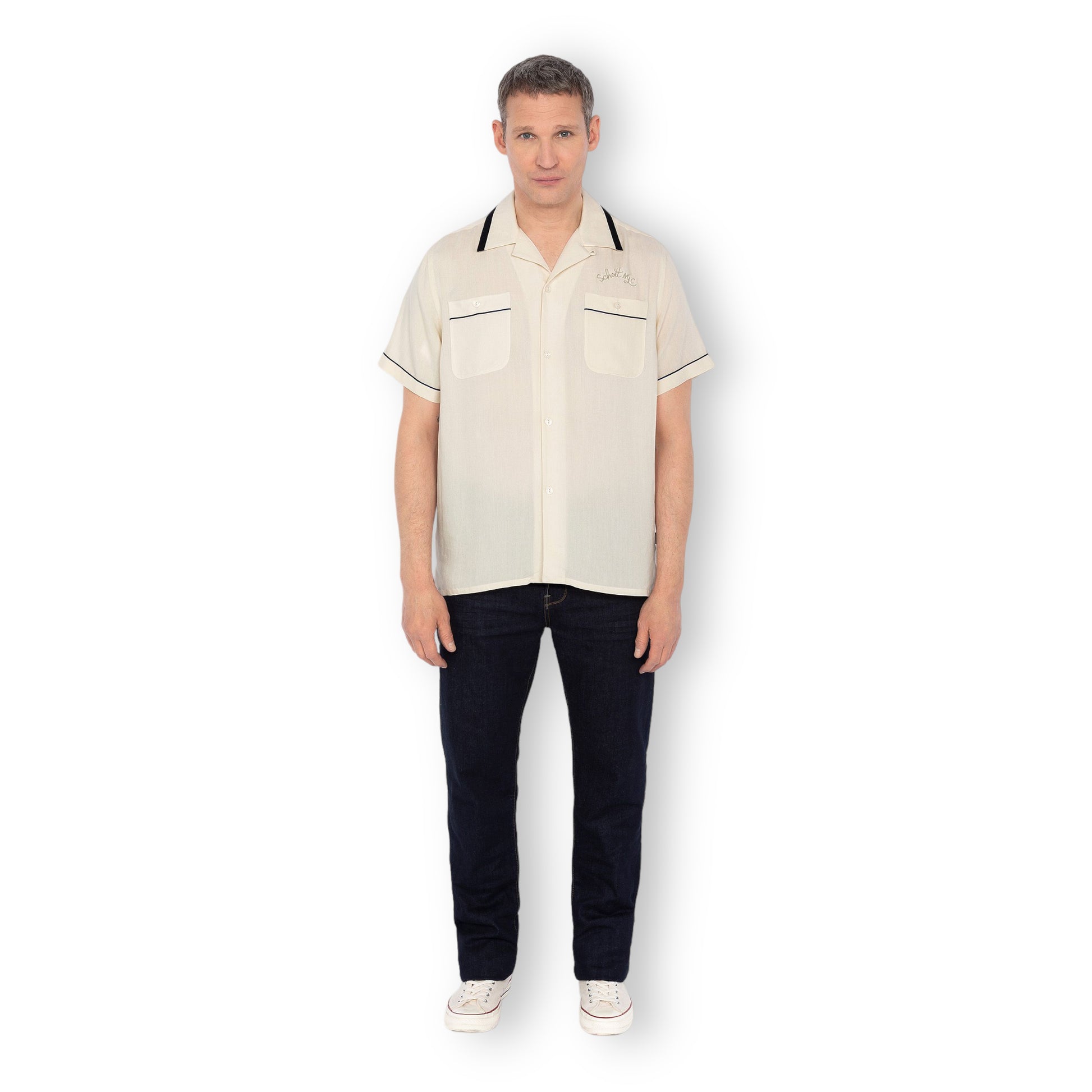 Schott Strike Bowling Shirt - Off White