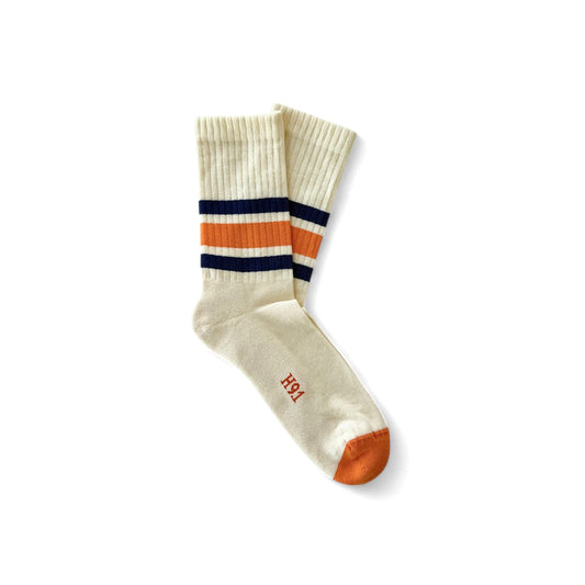 Rucker Sock Natural - Orange & Cobalt Stripe