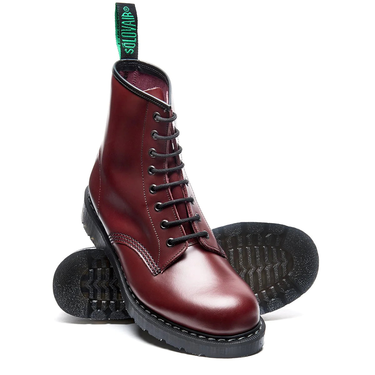 Solovair Derby 8 Eye Boot - Oxblood Hi-Shine