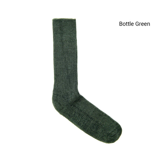 Alpaca Wool Cushion Sock - Bottle Green