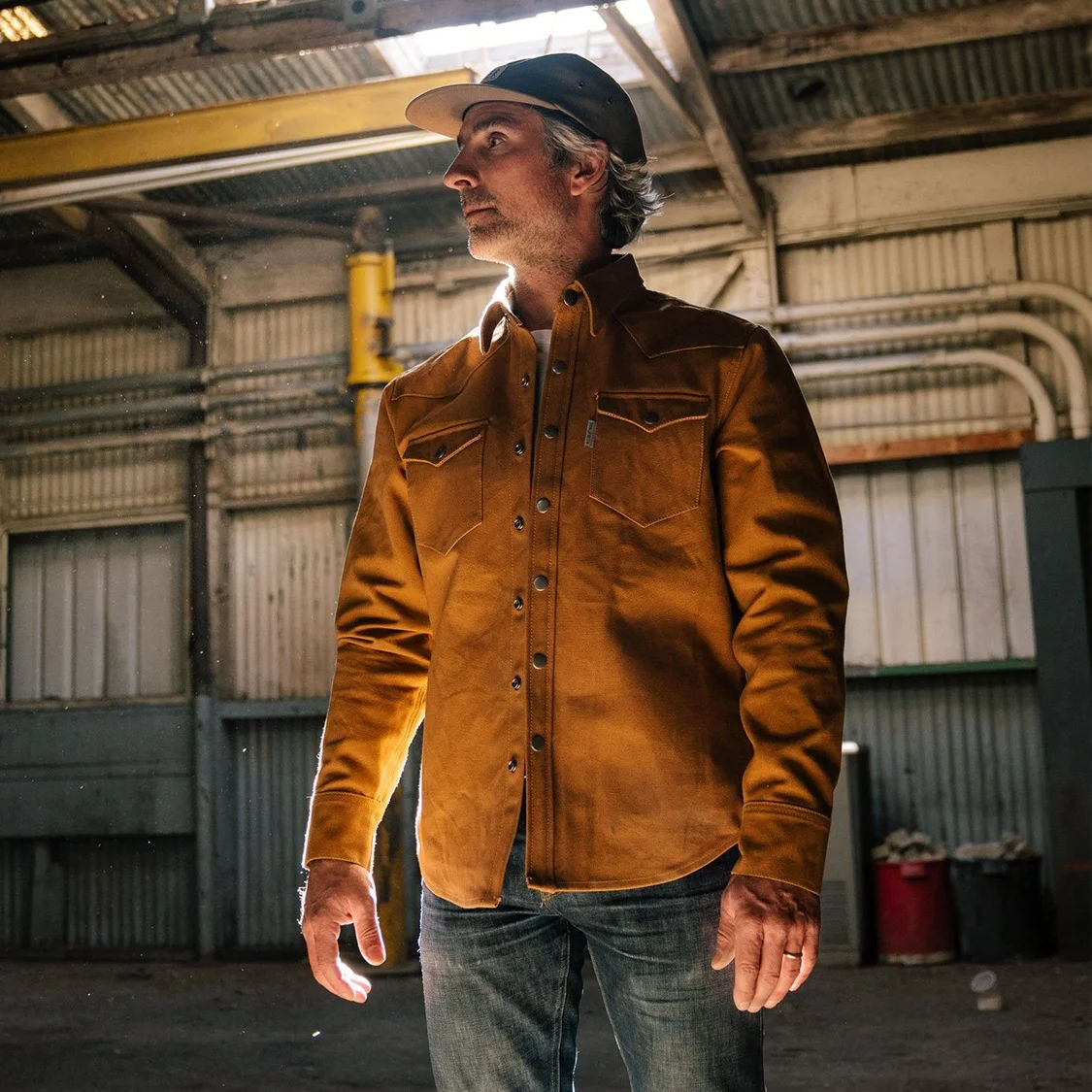 Iron and Resin Fenceline Duck Canvas Shirt - Cognac Raw