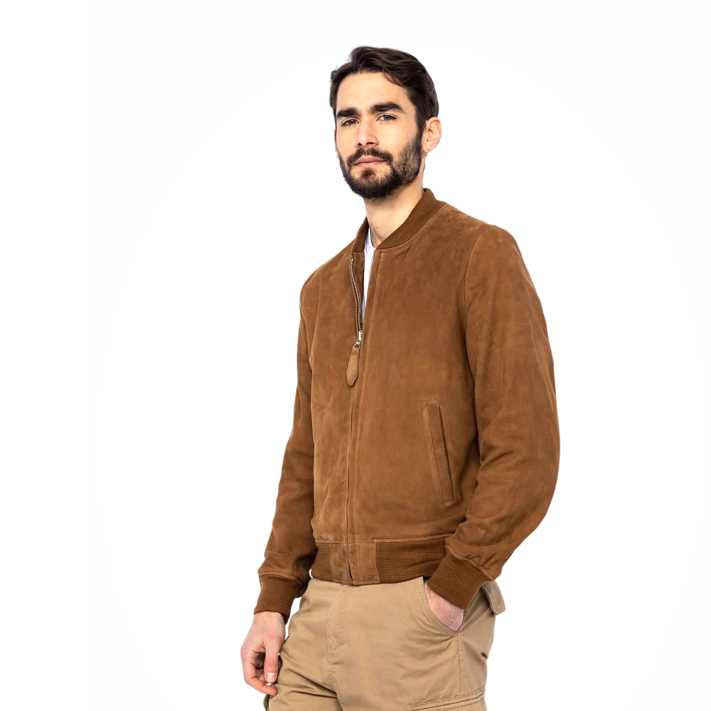 Casual jacket, goat leather - Rust
