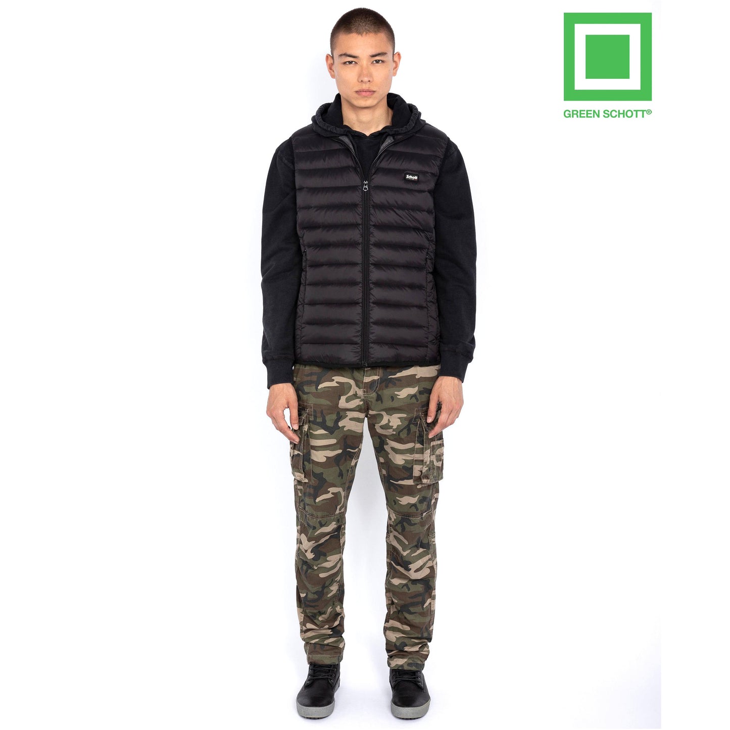 Schott Oakland Recycled Down Vest - Black