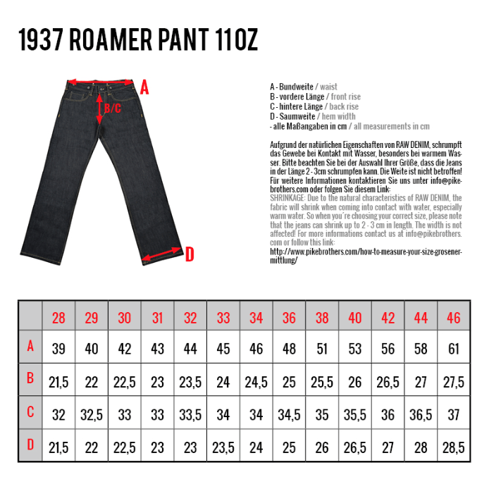 1937 Roamer 11oz. Denim - Blau roh