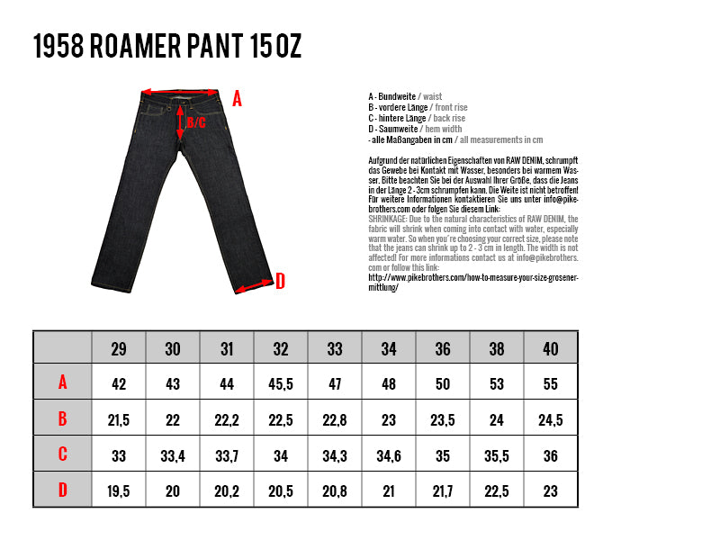 1958 Roamer 15oz. Denim - Raw