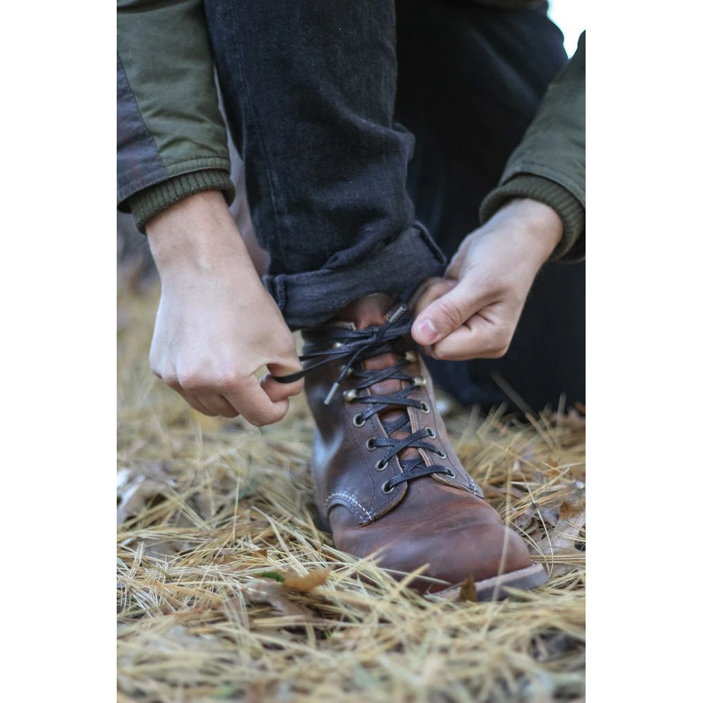 Flat Waxed Laces 160cm (64"inch) - Brown/Metal Aglets