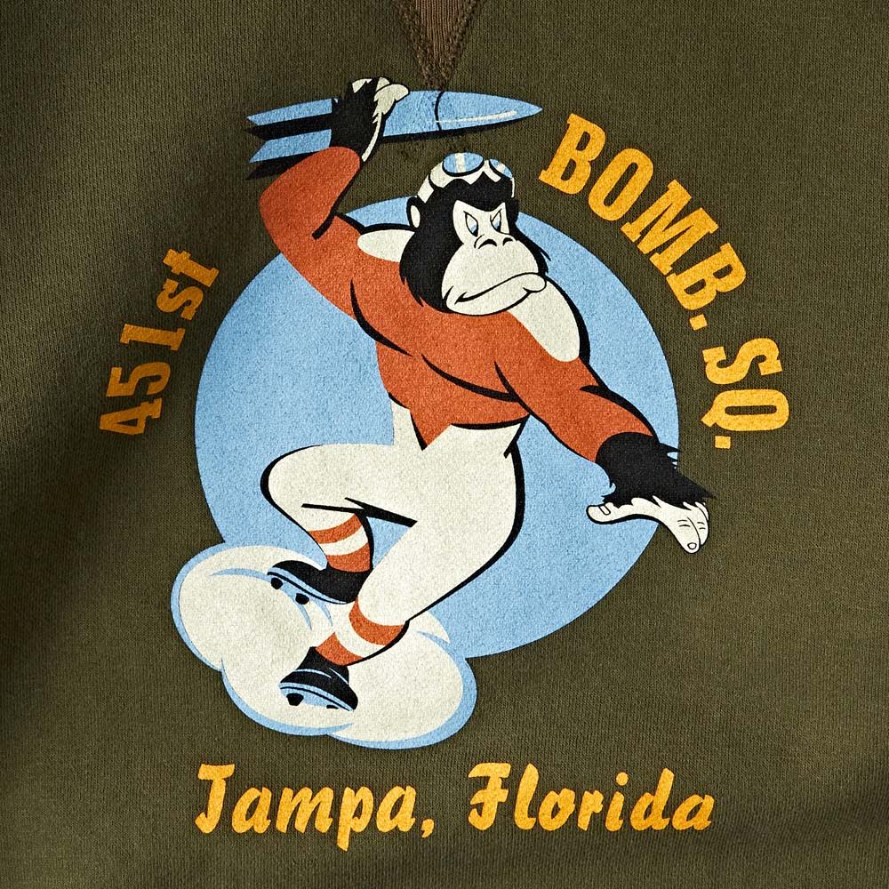 Crew Neck "451st Bomb.SQ" BR69065 - Olive