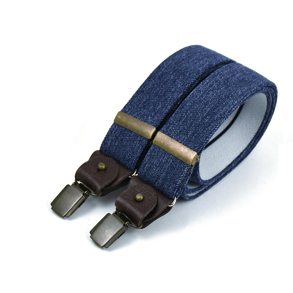 Breite Clip-on-Hosenträger - Denim