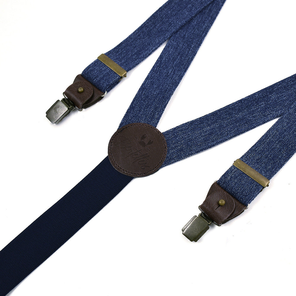 Breite Clip-on-Hosenträger - Denim