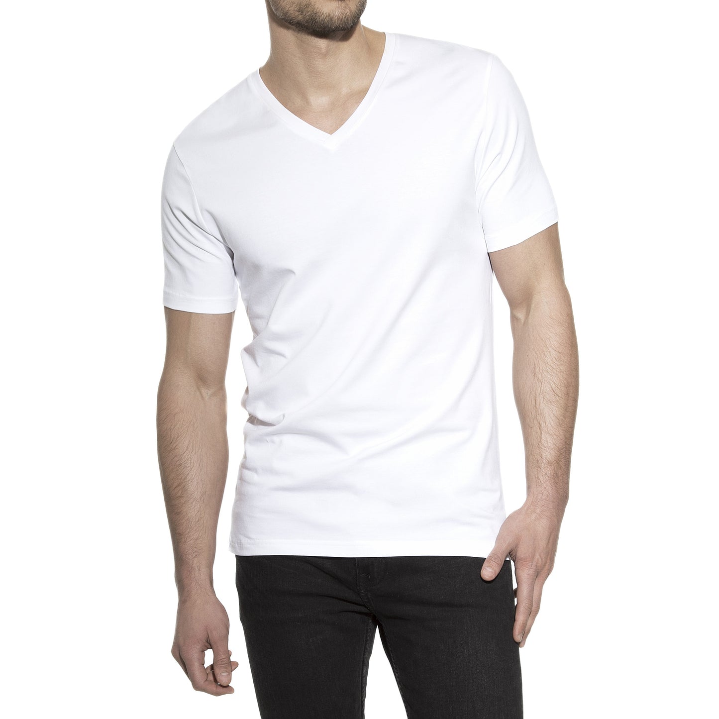 T-Shirt mit V-Ausschnitt – Weiß