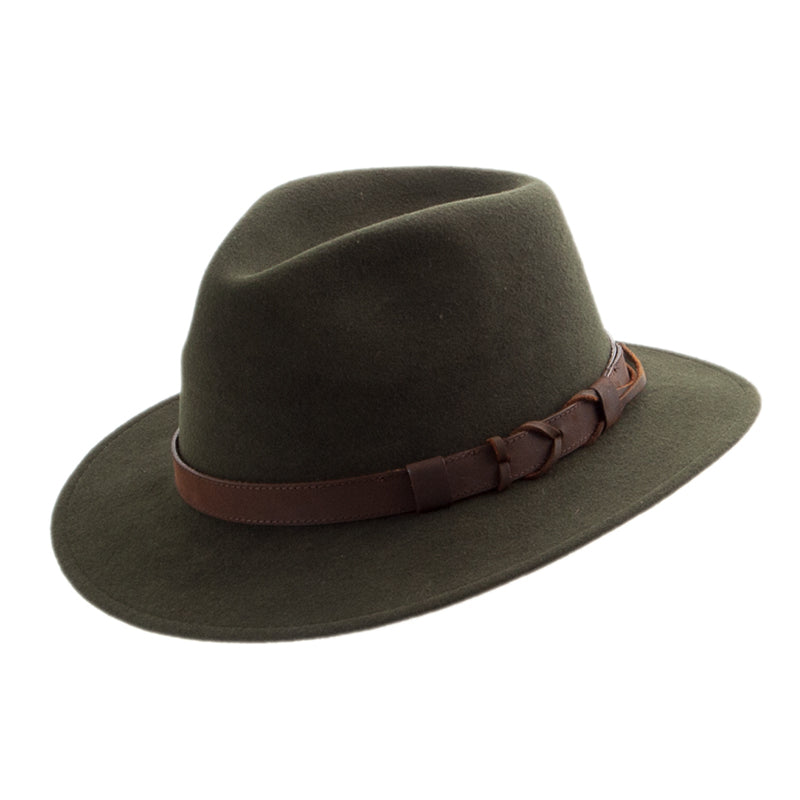 Outleaf Wool Traveller Hat -Olive / Brown Set