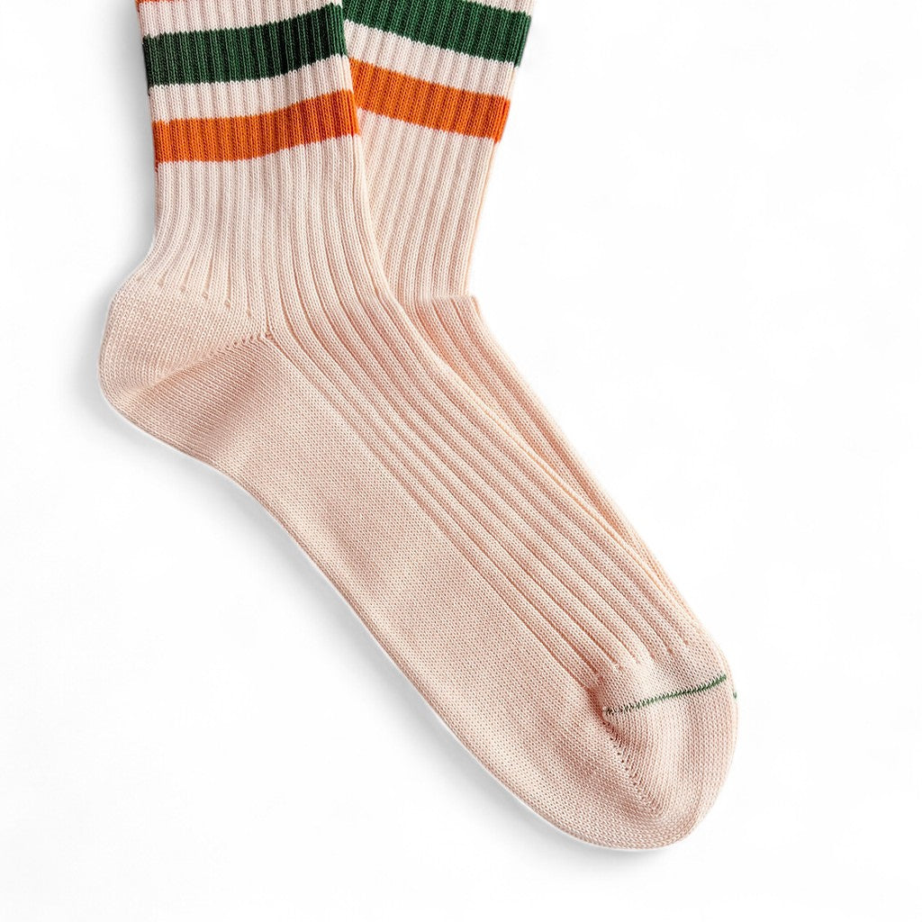1980 Sock Natural - Orange & Green Stripes