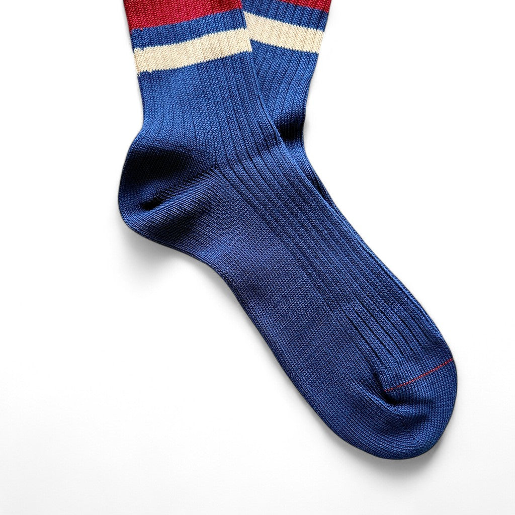 1980 Sock Navy - Natural & Dark Red Stripes
