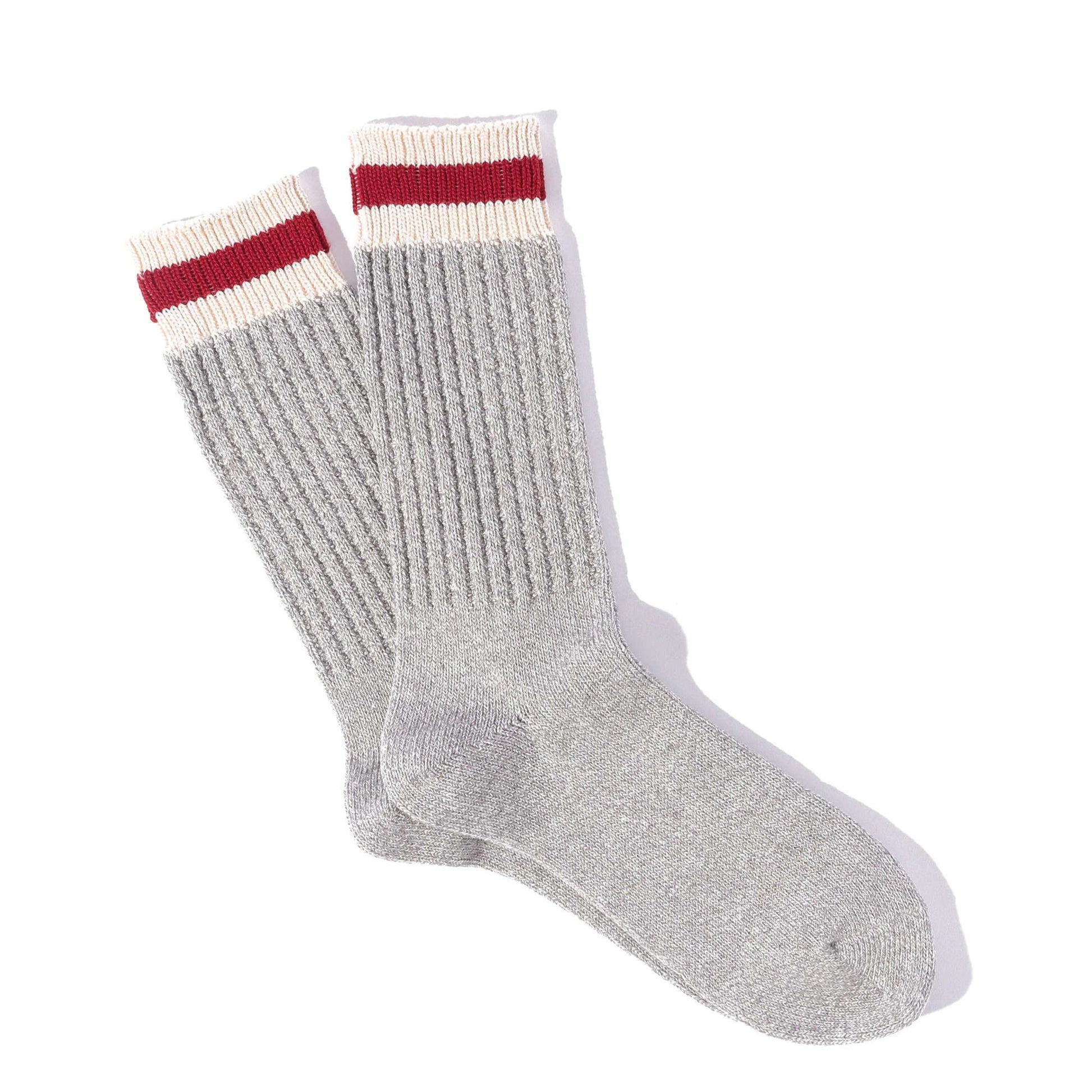 Tuck Cuff Stripe Crew Sock - Grey