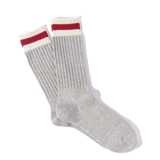 Tuck Cuff Stripe Crew Sock - Grey