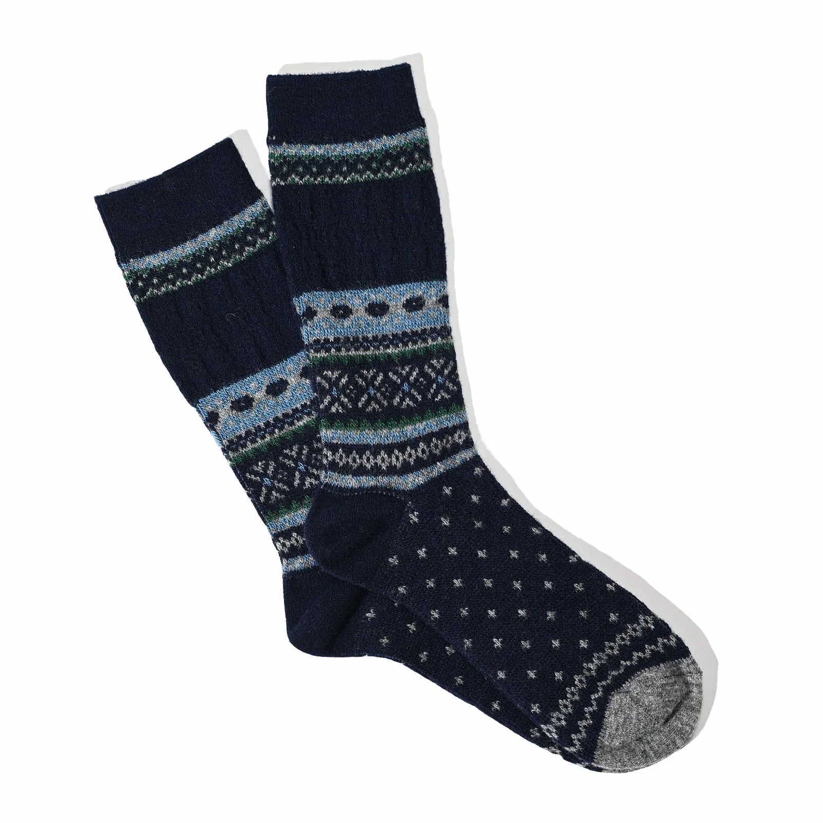 Snow Pattern Sock - Navy