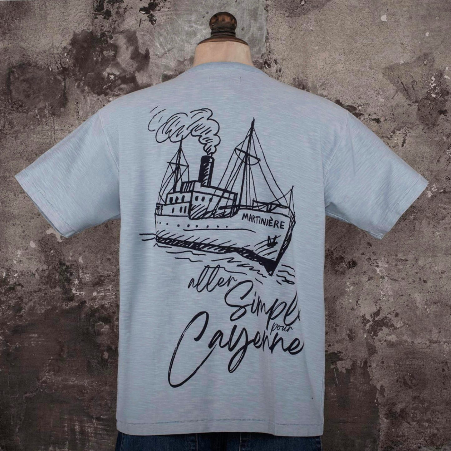 Fleurs de Bagne "Aller Simple..." T-Shirt - Light Blue