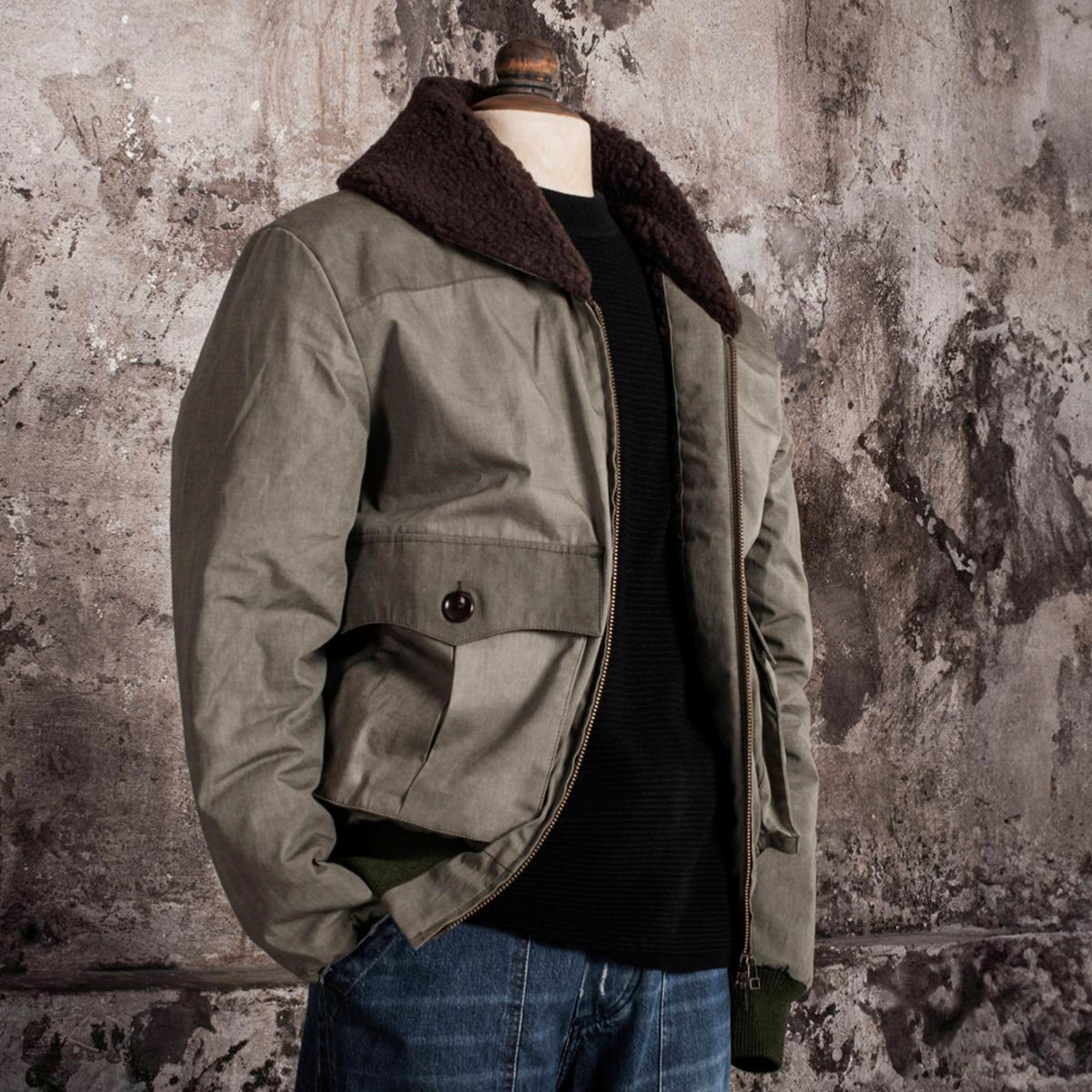Fleurs de Bagne B-10 Flight Jacket | Khaki Military Jacket