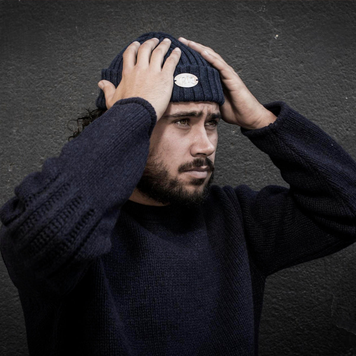Fleurs de Bagne Mataf | navy Wool Fisherman Sweater