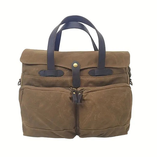 Waxed Canvas Messenger Workbag - Coffee