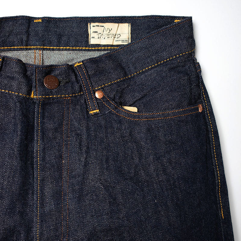Big John M114J IVY tapered fit Japanese selvedge denim jeans details