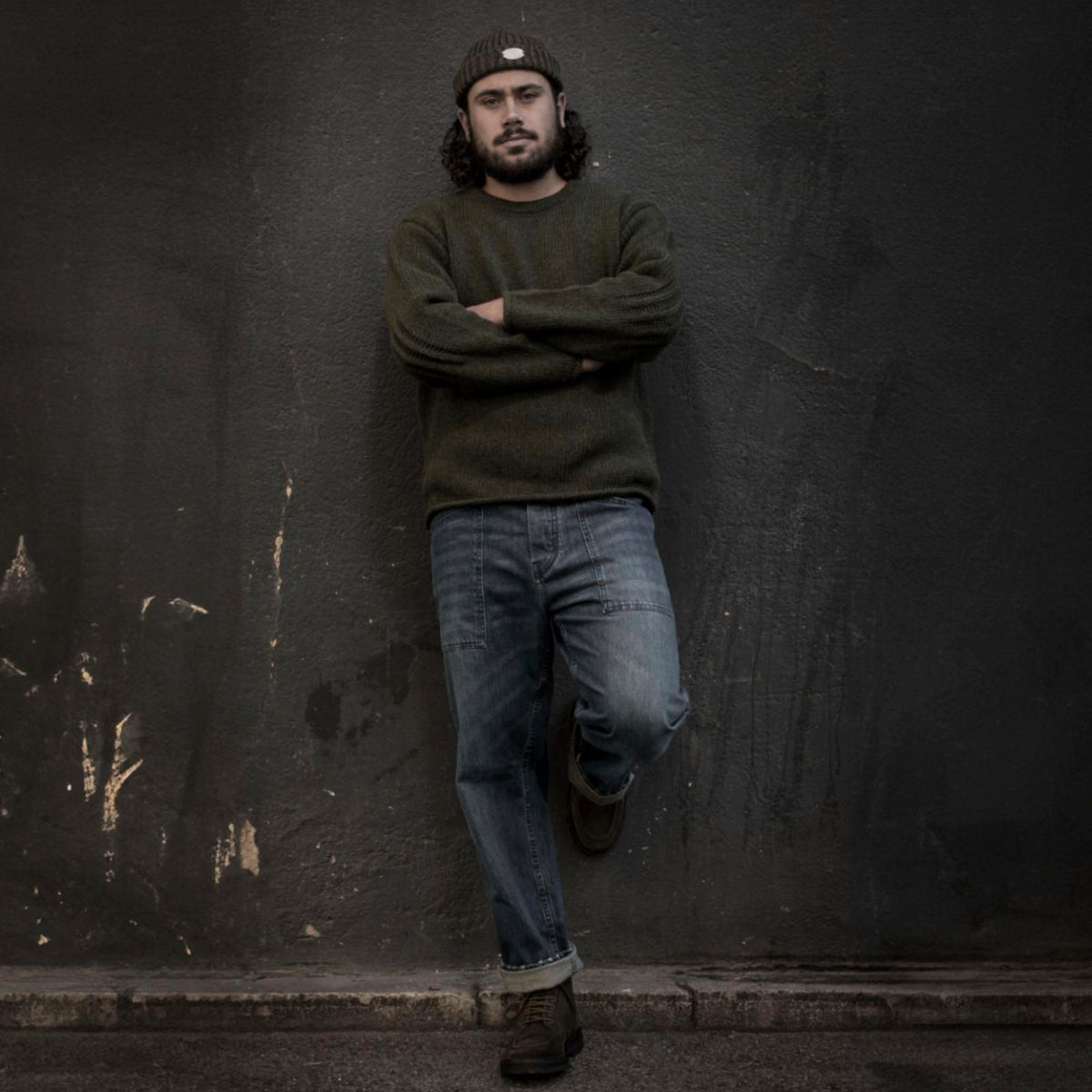Fleurs de Bagne Mataf | Kaki Wool Fisherman Sweater