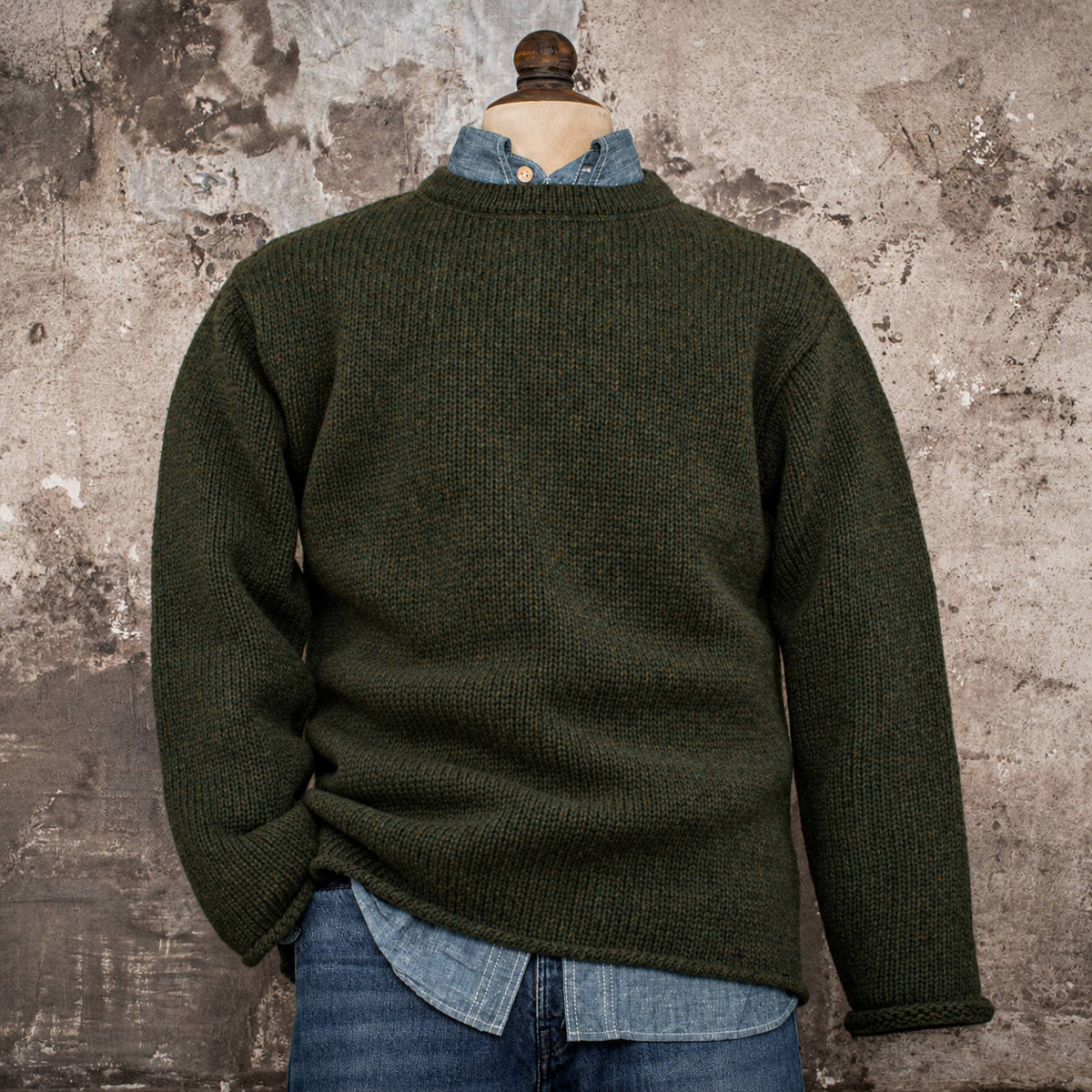 Fleurs de Bagne Mataf | Kaki Wool Fisherman Sweater