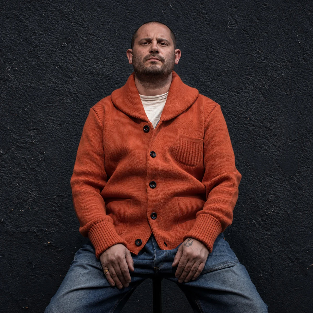 L’Enfant du Malheur – Heavy Wool Cardigan - Orange