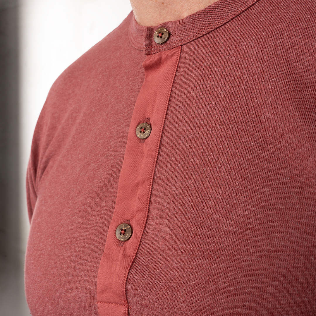 1927 Henley Long Sleeve - Garnet Red