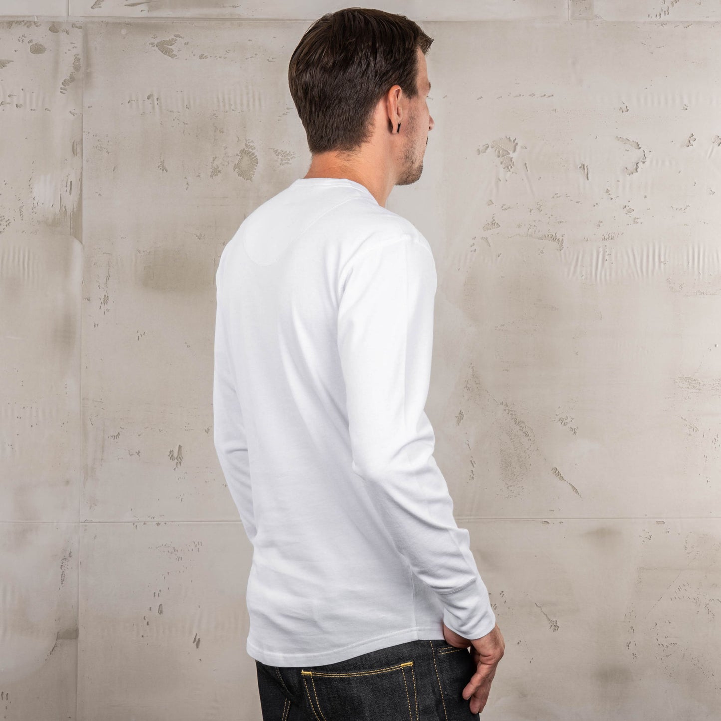 1927 Henley Langarmshirt – Reinweiß