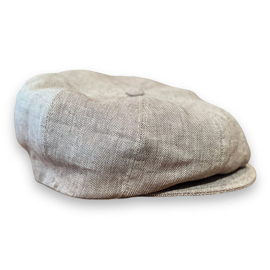 Newsboy Cap Herringbone Linen Coolmax - Beige