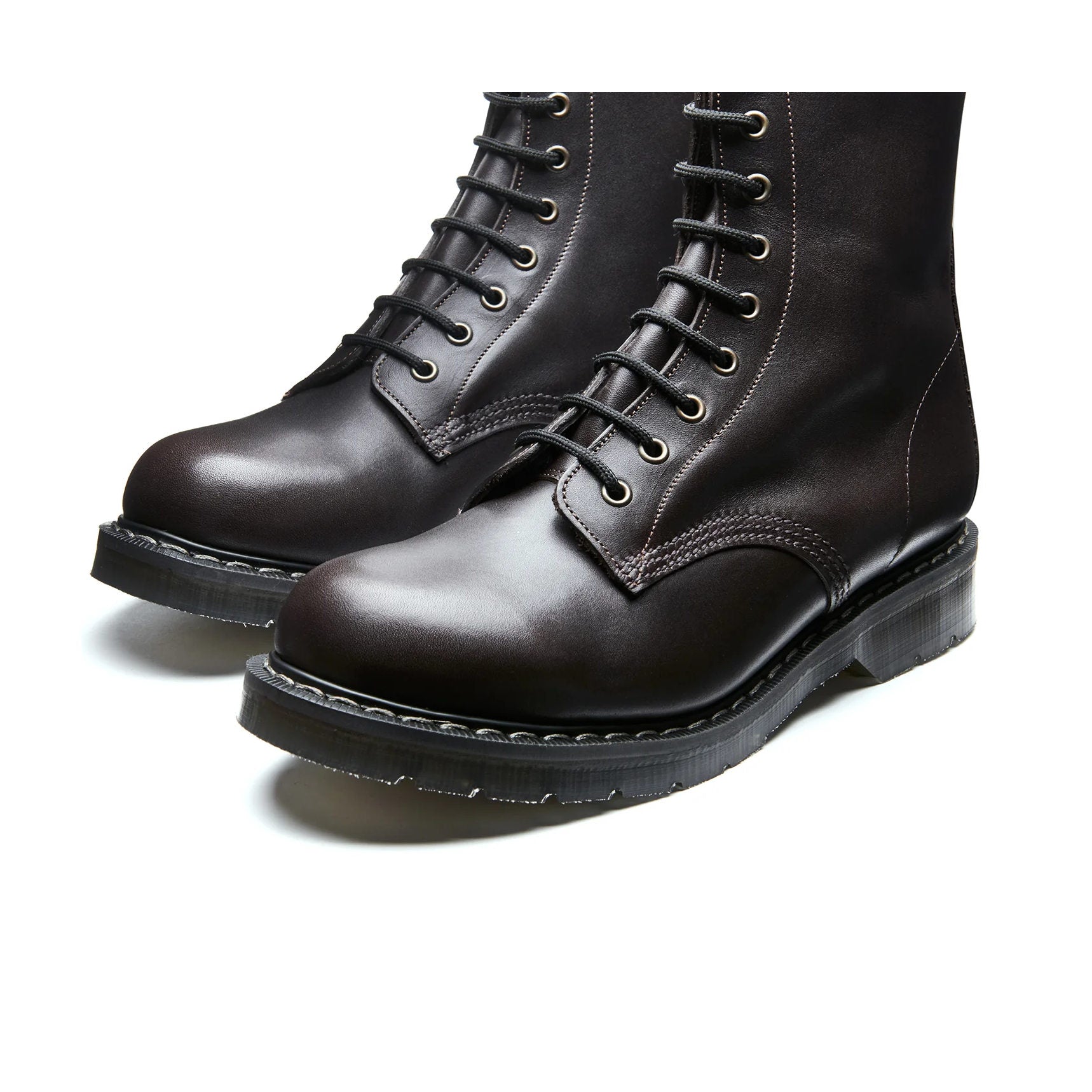 Solovair Greasy Leather Black Greasy Eye Derby Boot Boots Eye