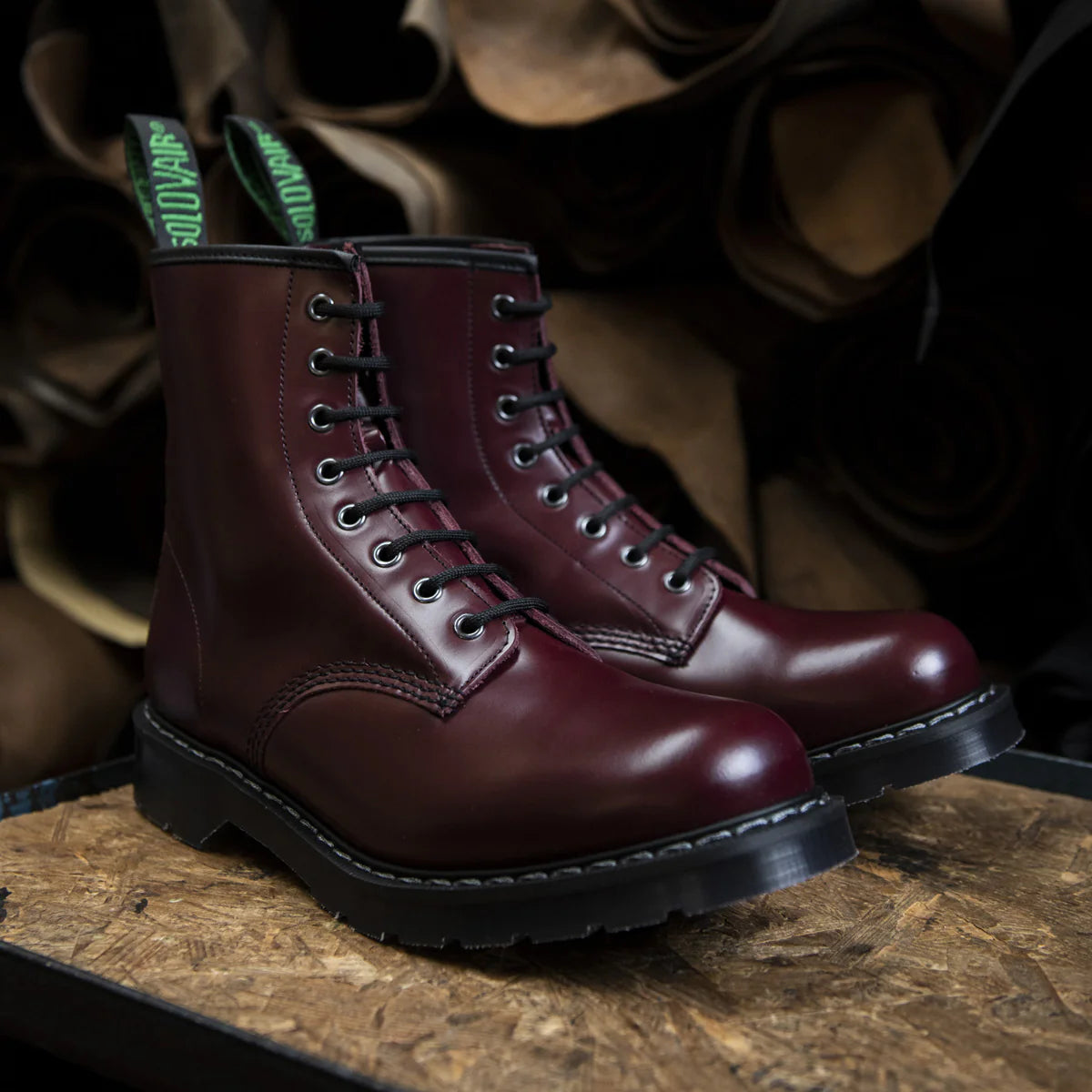 Solovair Derby 8 Eye Boot - Oxblood Hi-Shine