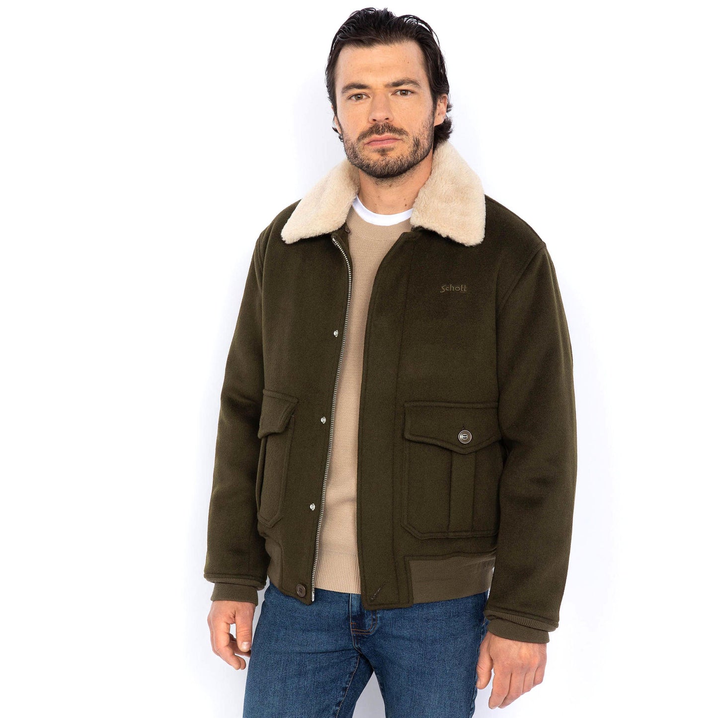 Schott Airguard Wool Pilot Jacket - Khaki