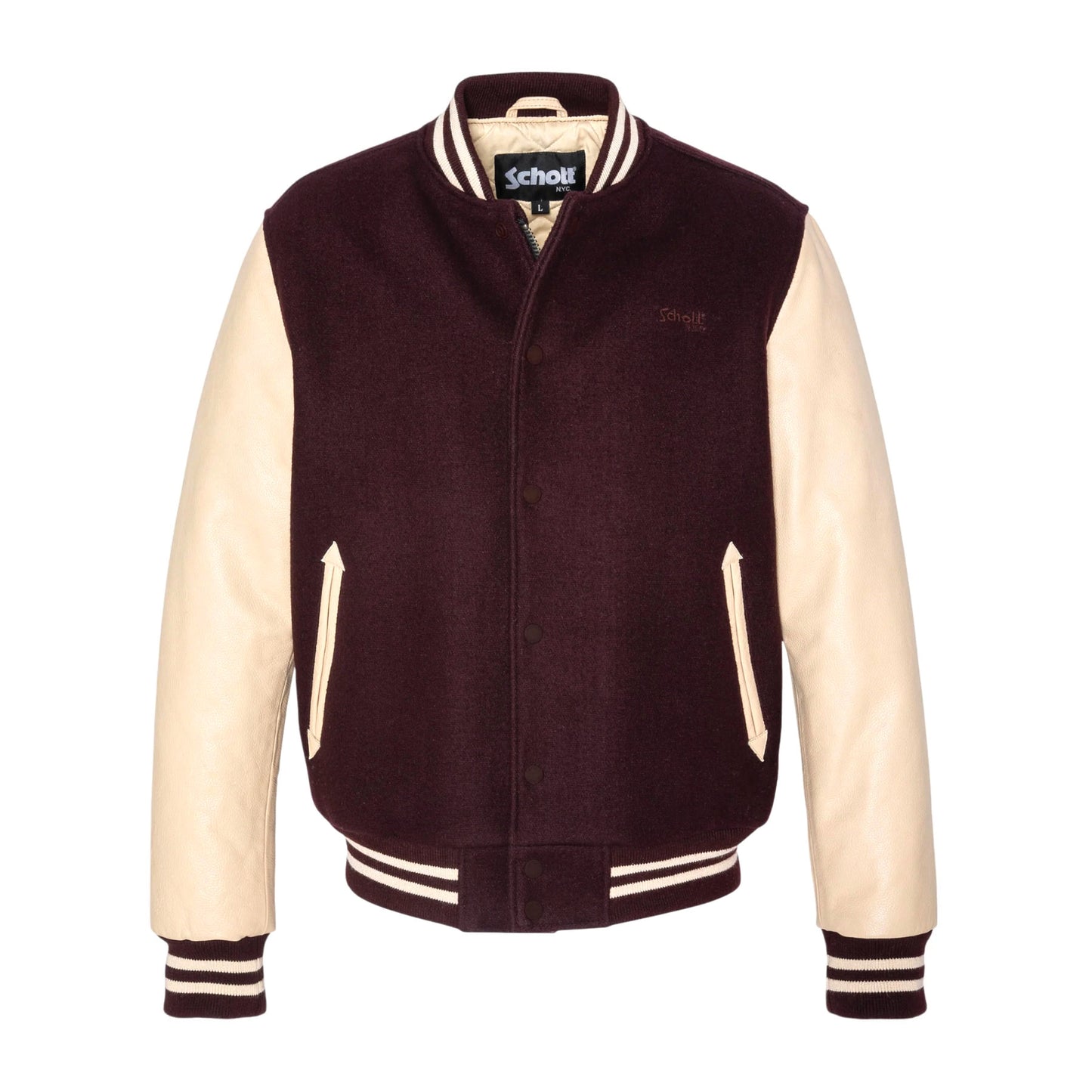 Schott NYC LC8705X Bordeaux/Beige Teddy Jacket 