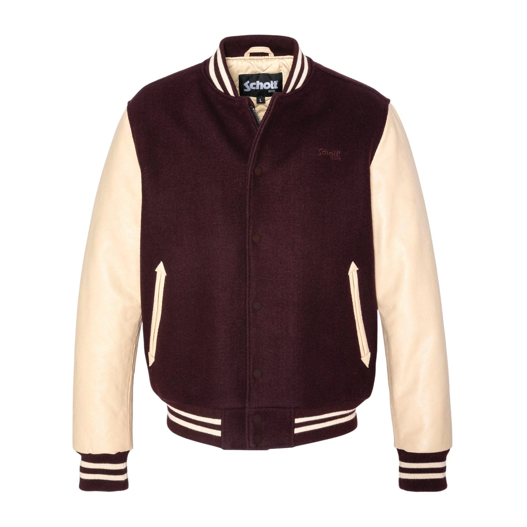 Schott NYC LC8705X Bordeaux/Beige Teddy Jacket 