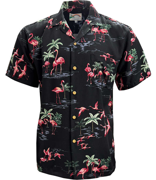 Paradise Found Fine Flamingos Hawaii Shirt – Midnight Rayon